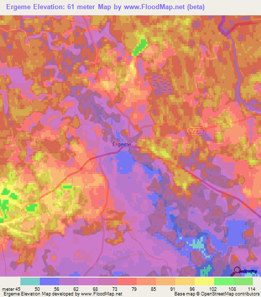 Ergeme,Latvia Elevation Map