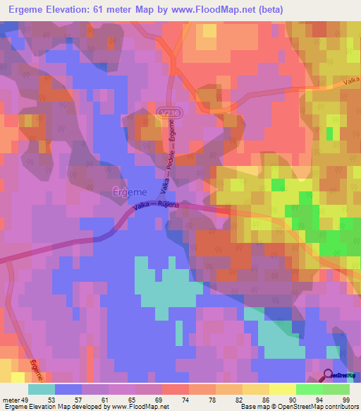 Ergeme,Latvia Elevation Map