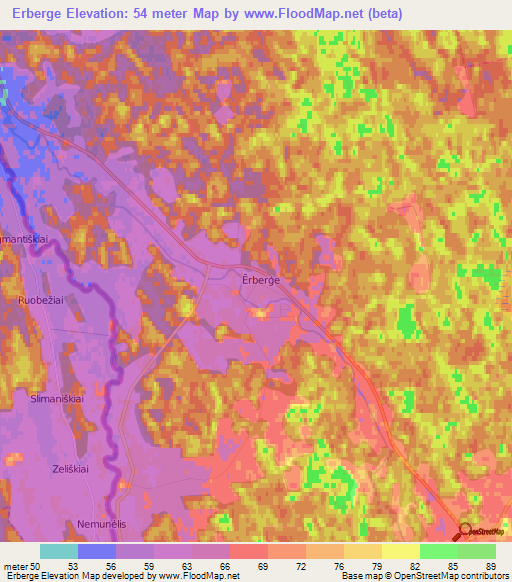 Erberge,Latvia Elevation Map