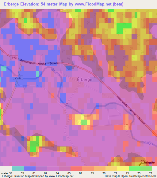 Erberge,Latvia Elevation Map
