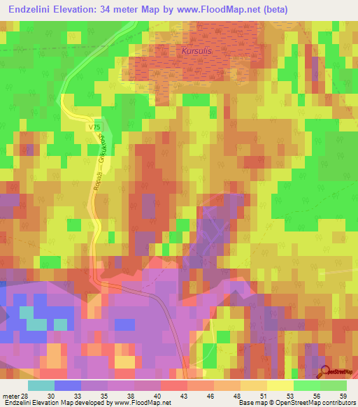 Endzelini,Latvia Elevation Map