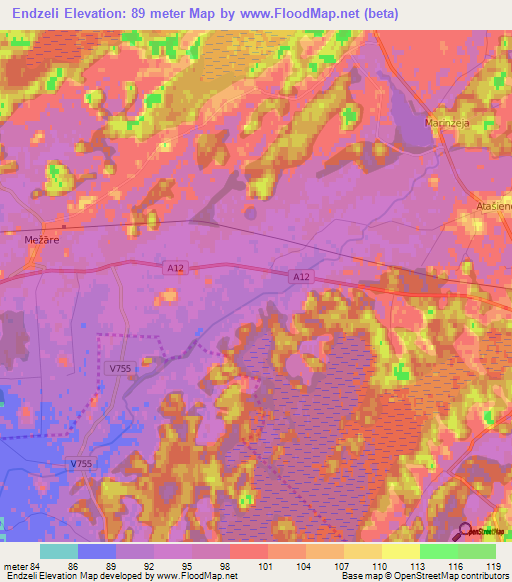 Endzeli,Latvia Elevation Map