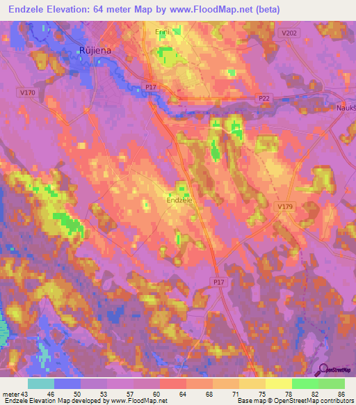 Endzele,Latvia Elevation Map