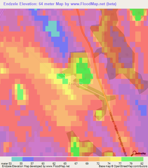 Endzele,Latvia Elevation Map