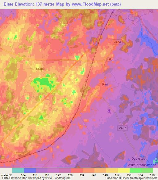 Elste,Latvia Elevation Map