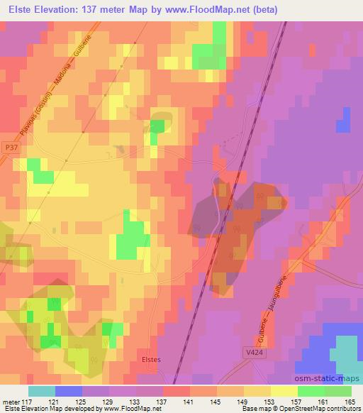 Elste,Latvia Elevation Map