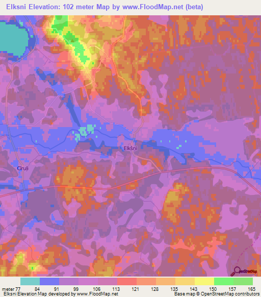 Elksni,Latvia Elevation Map