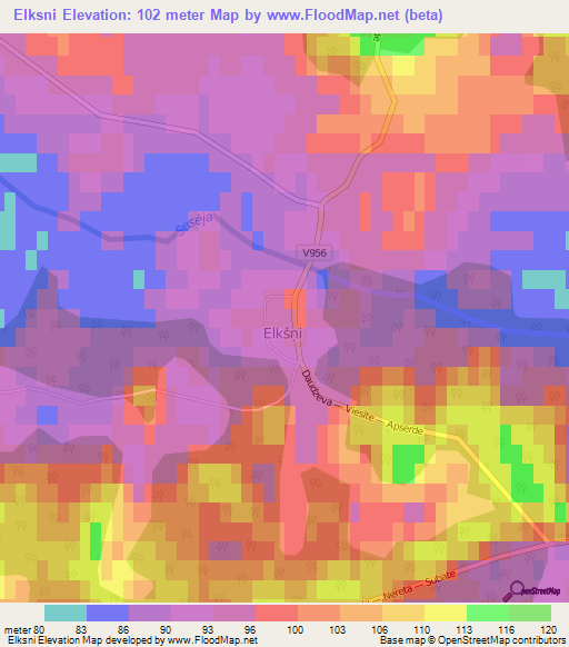 Elksni,Latvia Elevation Map