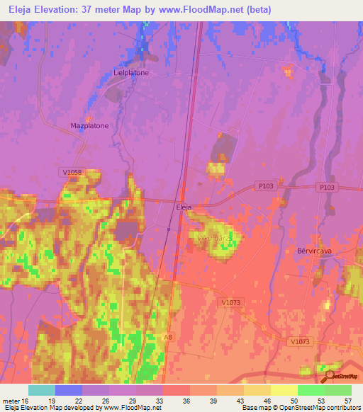 Eleja,Latvia Elevation Map