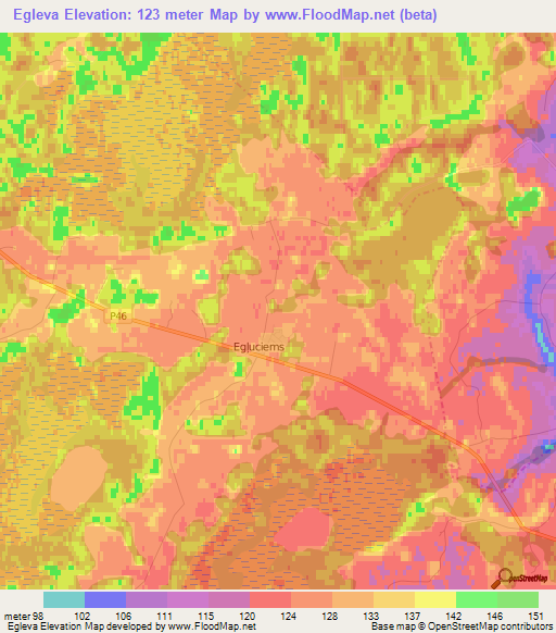 Egleva,Latvia Elevation Map