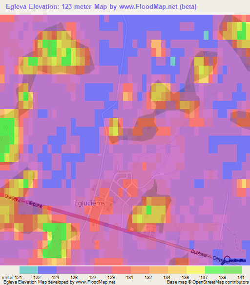 Egleva,Latvia Elevation Map