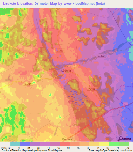 Dzukste,Latvia Elevation Map