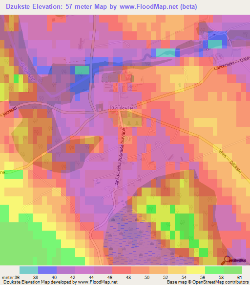 Dzukste,Latvia Elevation Map