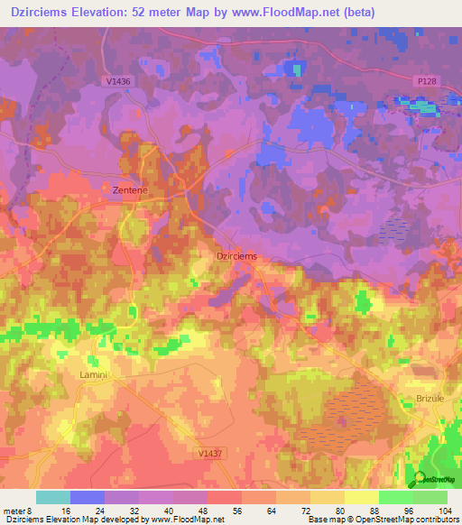 Dzirciems,Latvia Elevation Map