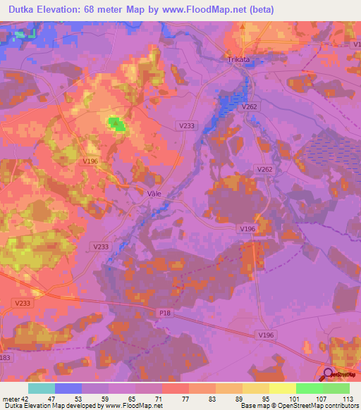 Dutka,Latvia Elevation Map