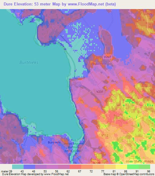 Dure,Latvia Elevation Map