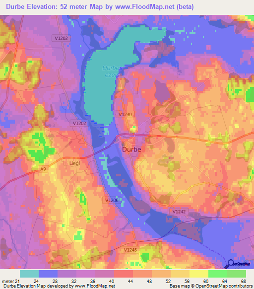 Durbe,Latvia Elevation Map