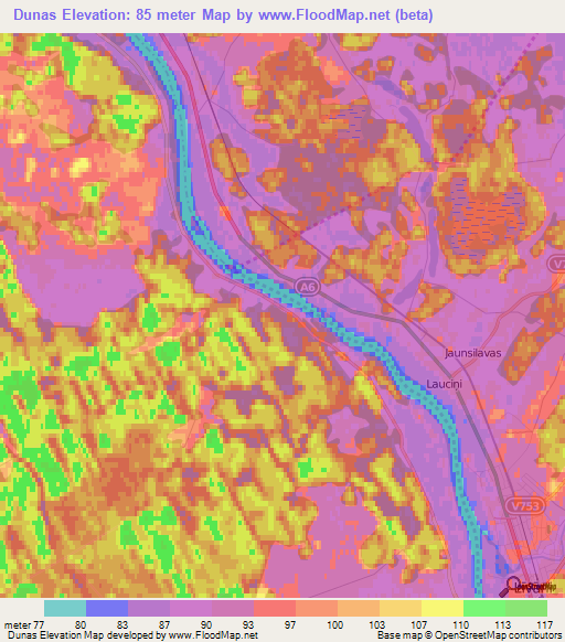 Dunas,Latvia Elevation Map