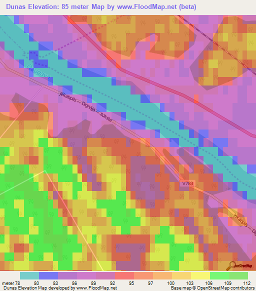 Dunas,Latvia Elevation Map