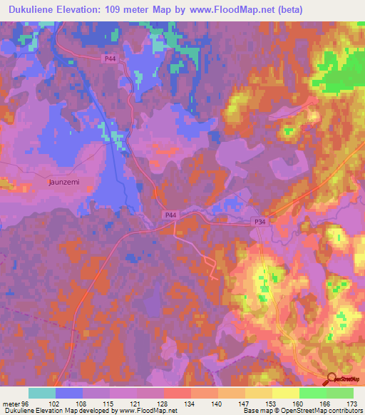 Dukuliene,Latvia Elevation Map