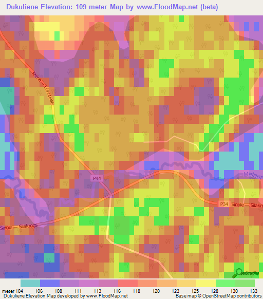 Dukuliene,Latvia Elevation Map