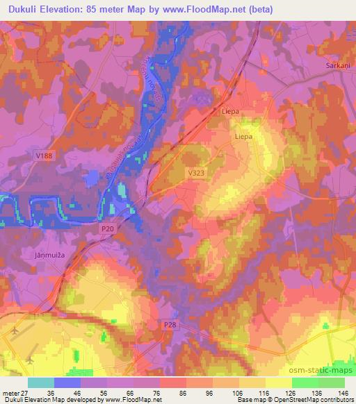 Dukuli,Latvia Elevation Map