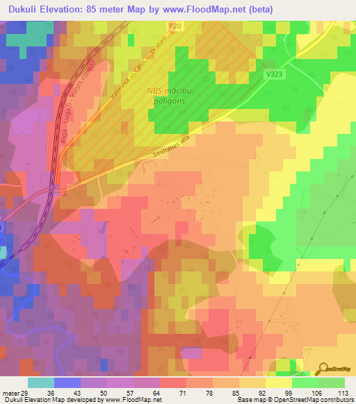 Dukuli,Latvia Elevation Map