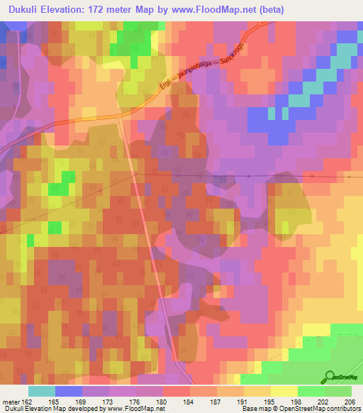 Dukuli,Latvia Elevation Map