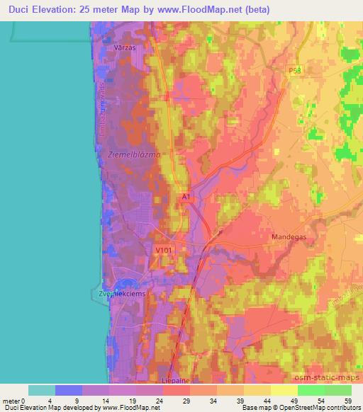 Duci,Latvia Elevation Map