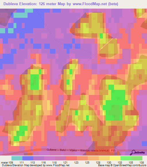 Dubleva,Latvia Elevation Map