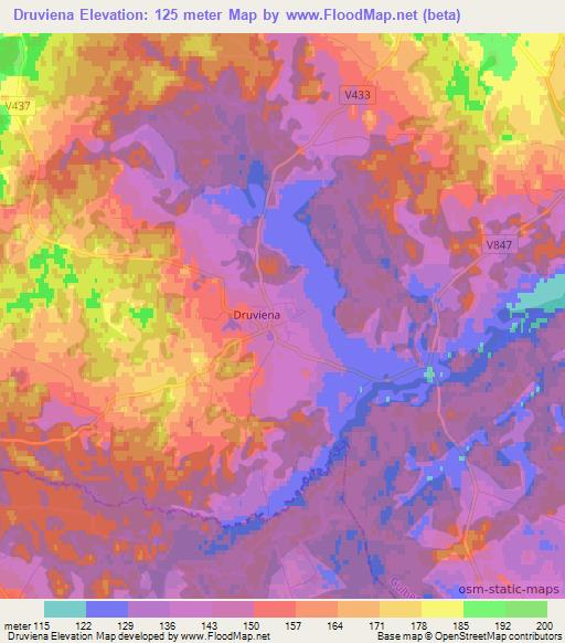 Druviena,Latvia Elevation Map