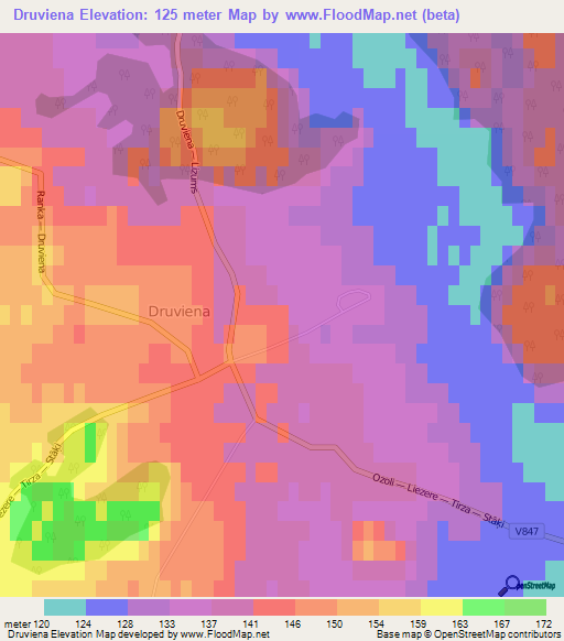 Druviena,Latvia Elevation Map