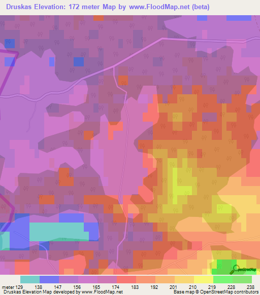 Druskas,Latvia Elevation Map