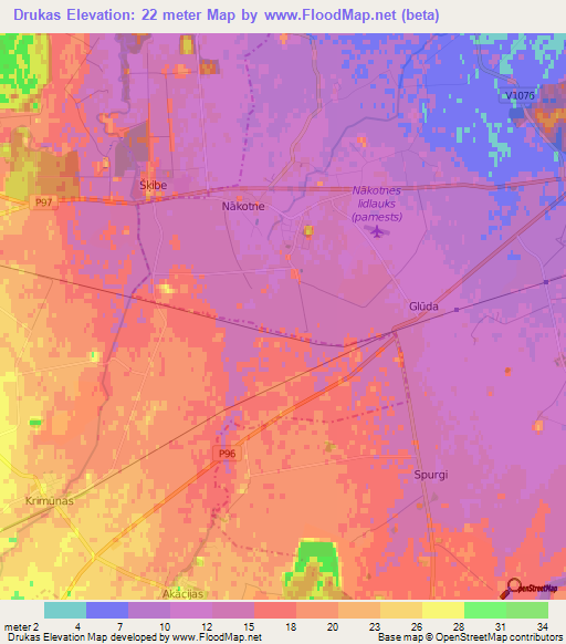 Drukas,Latvia Elevation Map