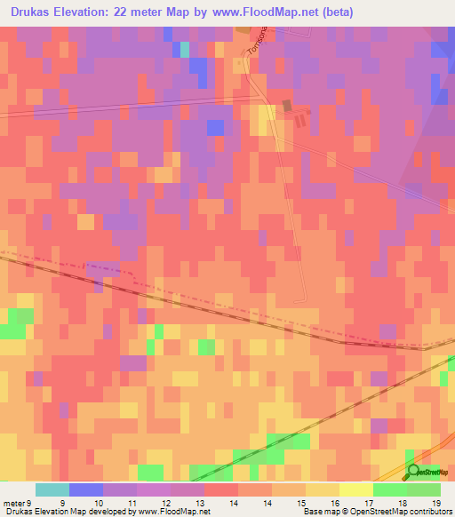 Drukas,Latvia Elevation Map