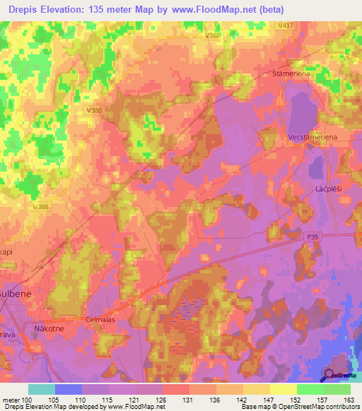 Drepis,Latvia Elevation Map