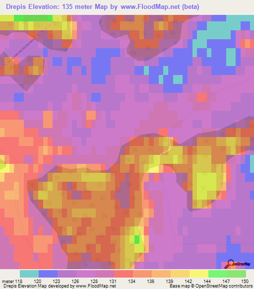 Drepis,Latvia Elevation Map