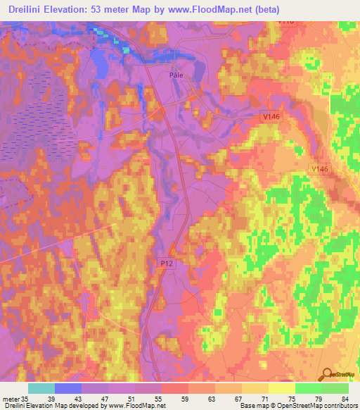 Dreilini,Latvia Elevation Map