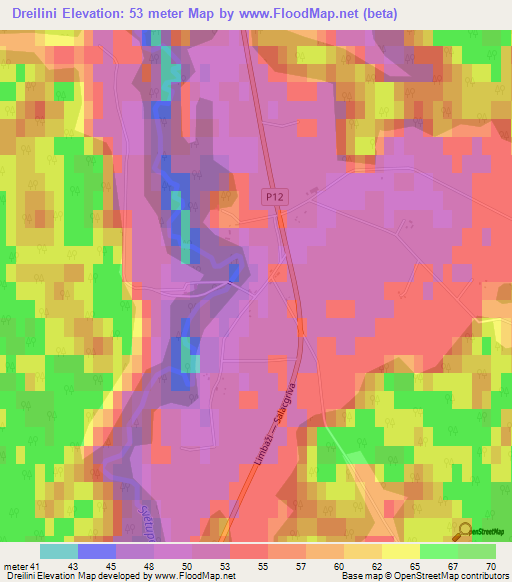 Dreilini,Latvia Elevation Map