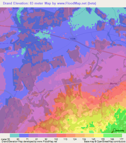 Drand,Latvia Elevation Map