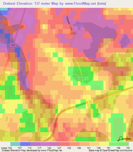 Drabesi,Latvia Elevation Map