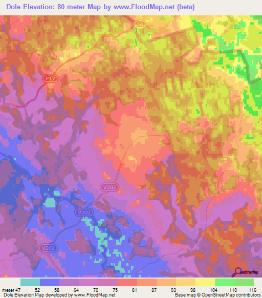 Dole,Latvia Elevation Map