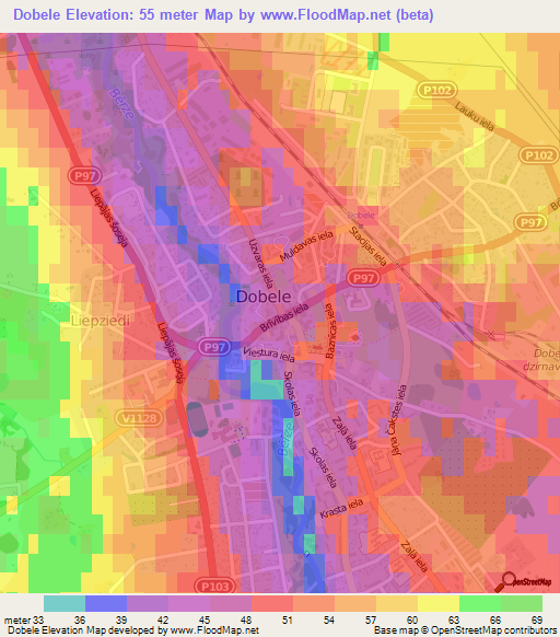 Dobele,Latvia Elevation Map