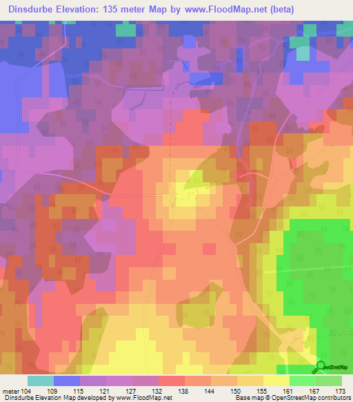 Dinsdurbe,Latvia Elevation Map