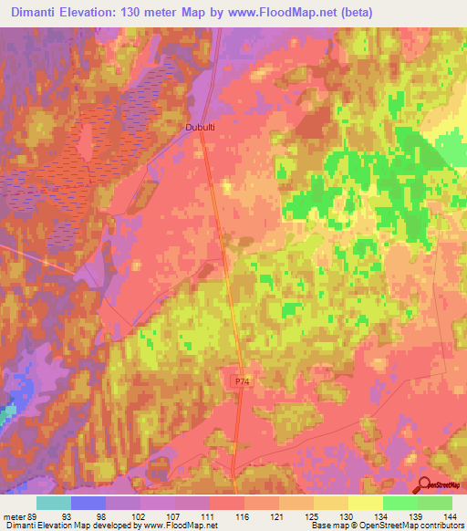 Dimanti,Latvia Elevation Map