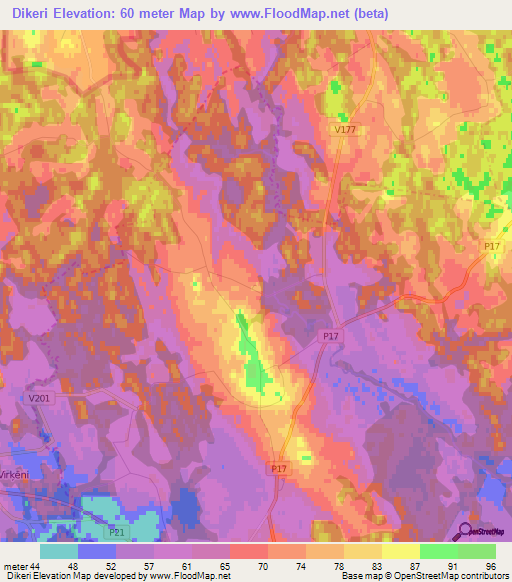 Dikeri,Latvia Elevation Map