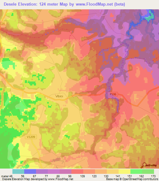 Desele,Latvia Elevation Map