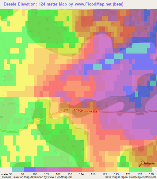 Desele,Latvia Elevation Map