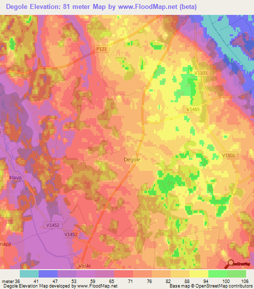 Degole,Latvia Elevation Map