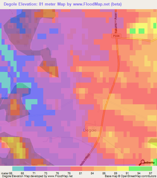 Degole,Latvia Elevation Map